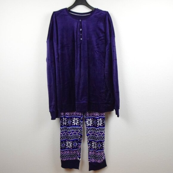 Nautica Fleece Pajama Set Women's Size 2XL Purple 2 Piece Soft Stretch - Picture 1 of 11